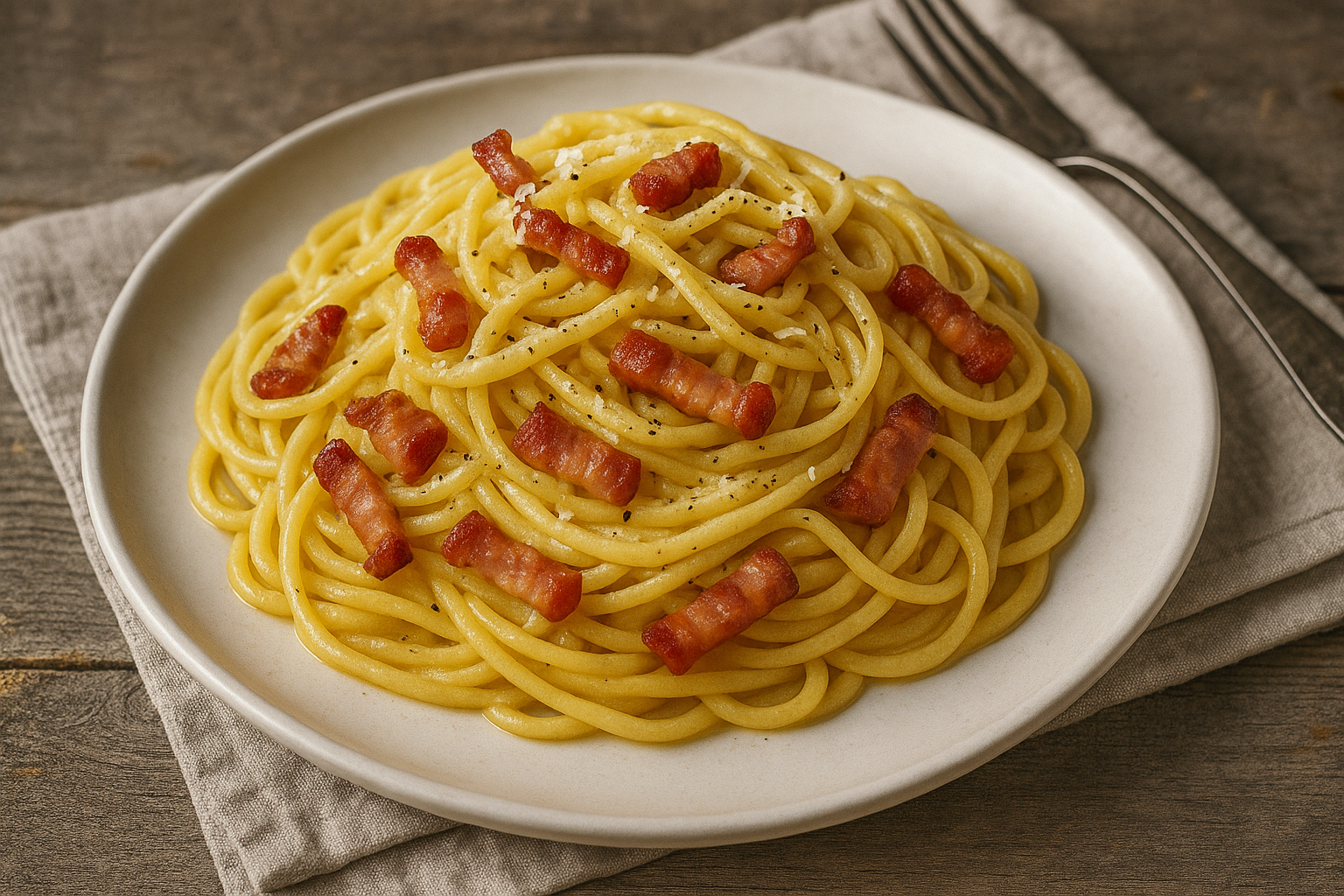 Assiette de spaghetti à la carbonara